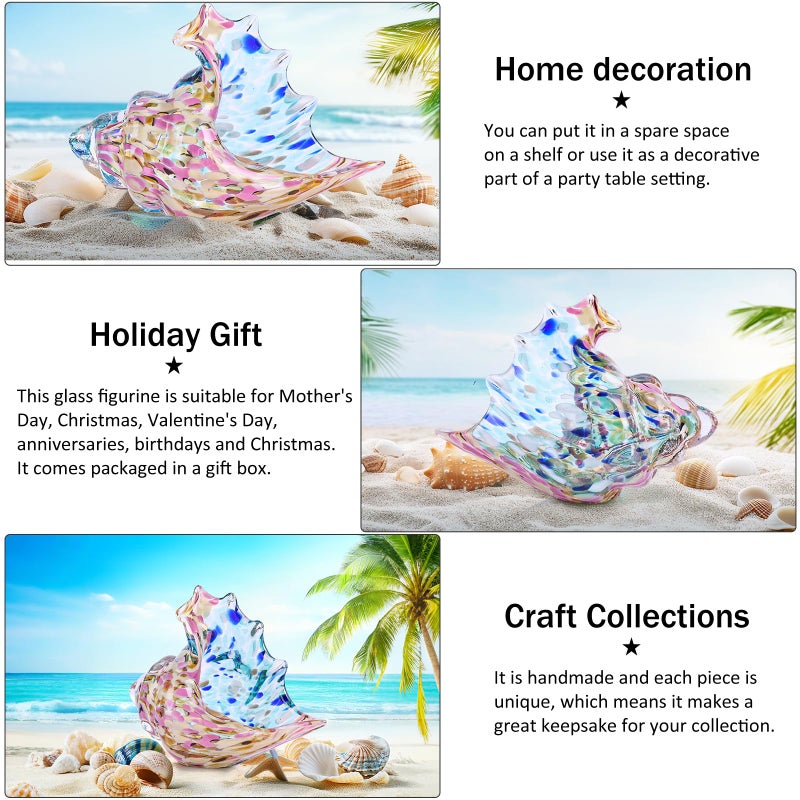 DOVDOV Hand Blown Glass Conch Figurines, Stained sea Glass Artwork, sea Shell Coastal Decorations for Beach Themed Rooms, TV cabinets, Living Rooms, Coffee Table Stands, Dining Table centerpieces. - Image 5