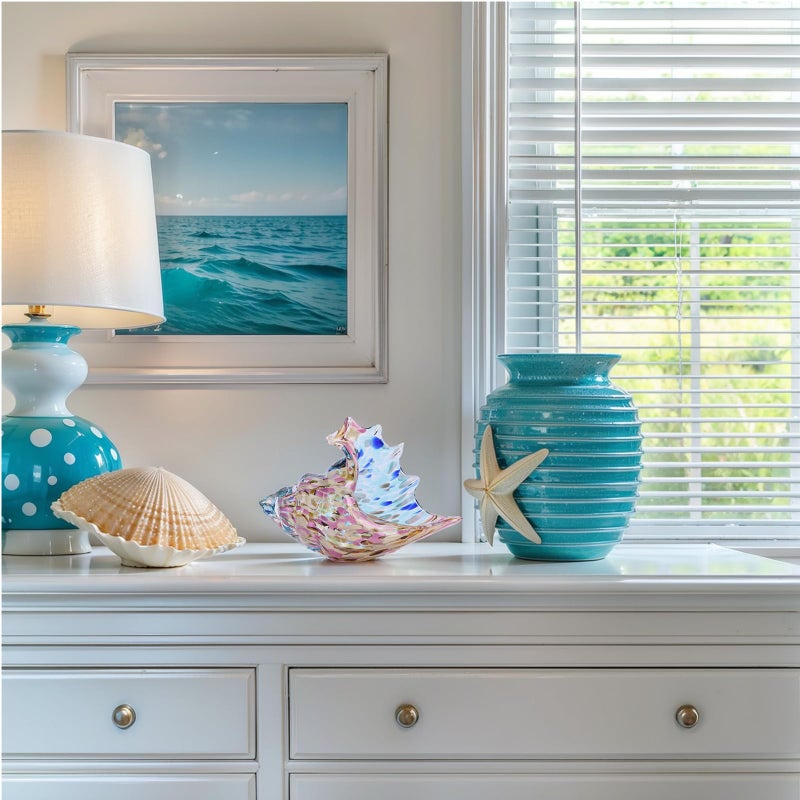 DOVDOV Hand Blown Glass Conch Figurines, Stained sea Glass Artwork, sea Shell Coastal Decorations for Beach Themed Rooms, TV cabinets, Living Rooms, Coffee Table Stands, Dining Table centerpieces. - Image 3