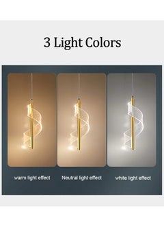 Best Power Elegant Single 7035-1 LED Hanging Lamp chandelier Pendant Lights Indoor Lighting With three lightning levels - Gold  - Image 4