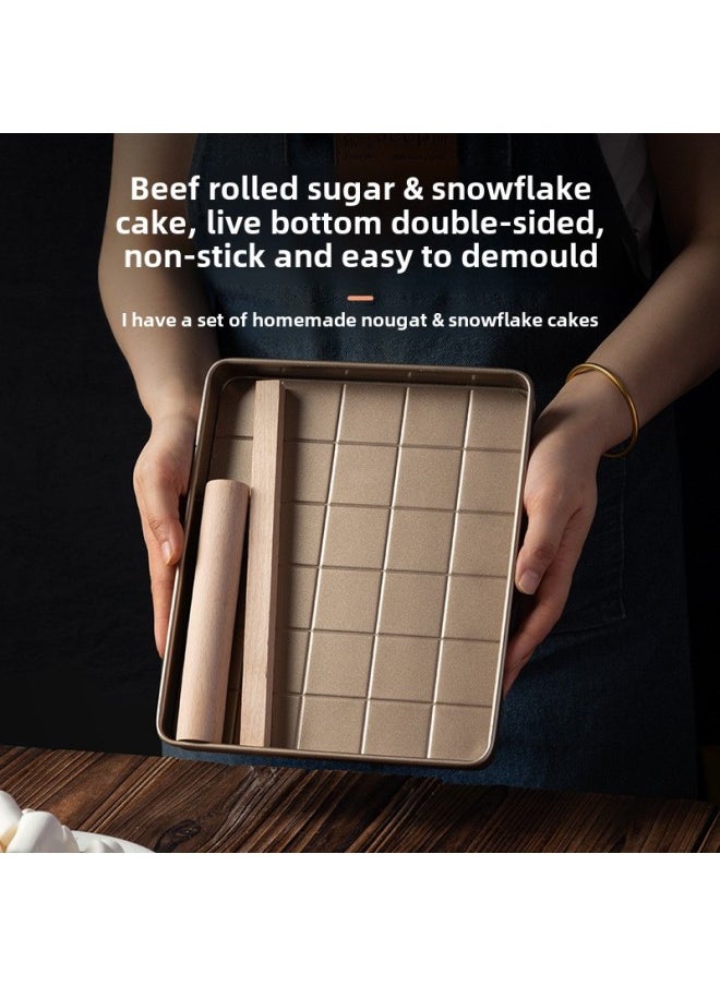 Generic - Snowflake Crisp Nougat Special Plastic Mold Carbon Steel Live Bottom Baking Full Set Of Tools Material Cooling Shaping Baking Tray-Specifications:Plastic Plate 4-piece Set-Color:See Classification - Image 1