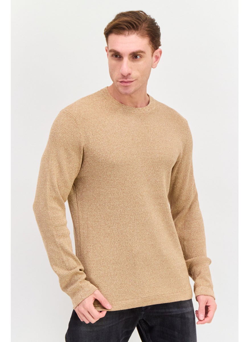Selected Homme Men Crew Neck Long Sleeve Knitted Sweater, Brown  - Image 1