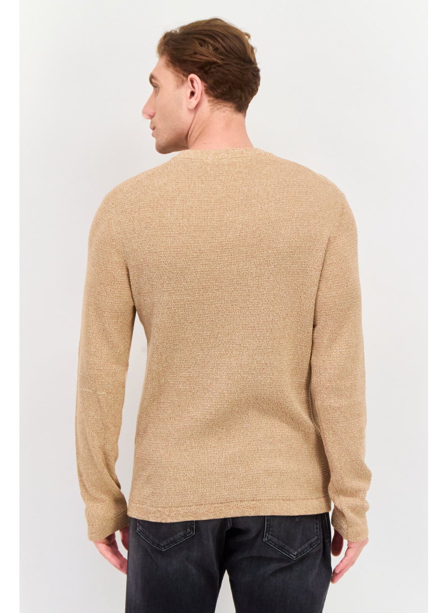 Selected Homme Men Crew Neck Long Sleeve Knitted Sweater, Brown  - Image 3