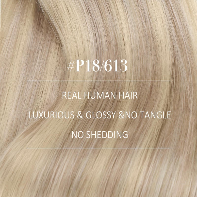 YoungSee Weft Hair Extensions Highlight Warm Ash Blonde Mix Bleach Blonde Human Hair Sew in Extensions Highlights Hair Extensions Weft Soft Remy Hair 18Inch 100G - Image 3