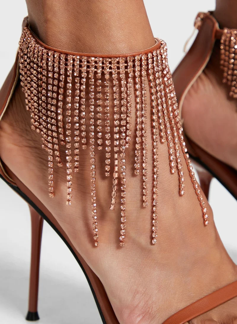 PUBLIC DESIRE Redemption Square Toe High Heel Sandals