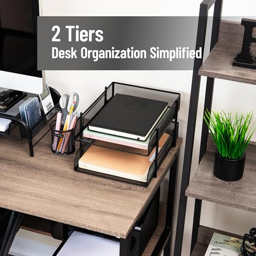 Mind Reader Paper Tray, Desk Organizer, Stackable, Storage, Office, Metal Mesh, 10.5" L x 13.25" W x 7.5" H, Set of 2, Black - Image 2
