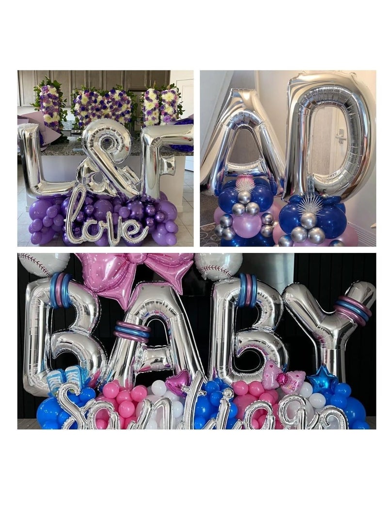 Party with Emma Silver Letter A to Z Balloons 32 inch Large Alphabet Balloons Silver Helium Foil Letter Balloon Banner for Birthday Party Anniversary Wedding Decoration (Silver-Z)  - Image 5