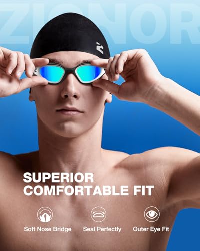 ZIONOR G1 Lite Swim Goggles with Swim Cap Comfortable Anti-fog Swimming Goggles Set for Adult Men Women - Image 2
