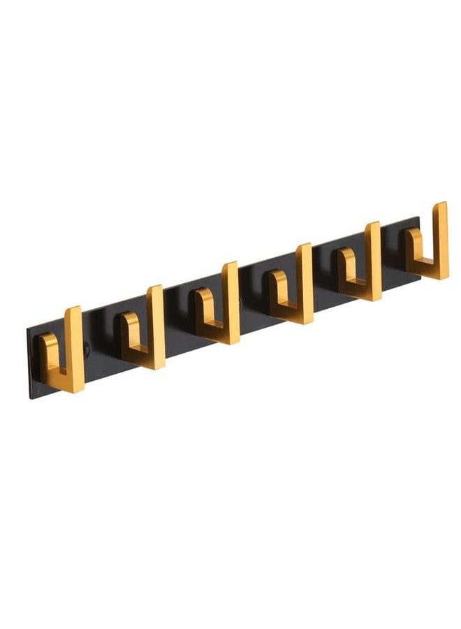 SKORTIX- Aluminium Finish 6 Pin (Pack of 1) Bathroom Cloth Hooks Hanger Door Wall Hangers for Bedroom, Bathroom Robe Hooks, Rail for Hanging Clothes,Towel Hanger in Black Gold Color. - Image 1