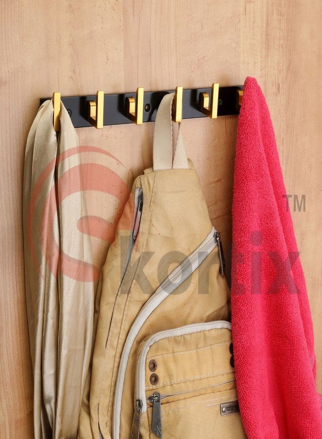 SKORTIX- Aluminium Finish 6 Pin (Pack of 1) Bathroom Cloth Hooks Hanger Door Wall Hangers for Bedroom, Bathroom Robe Hooks, Rail for Hanging Clothes,Towel Hanger in Black Gold Color. - Image 3
