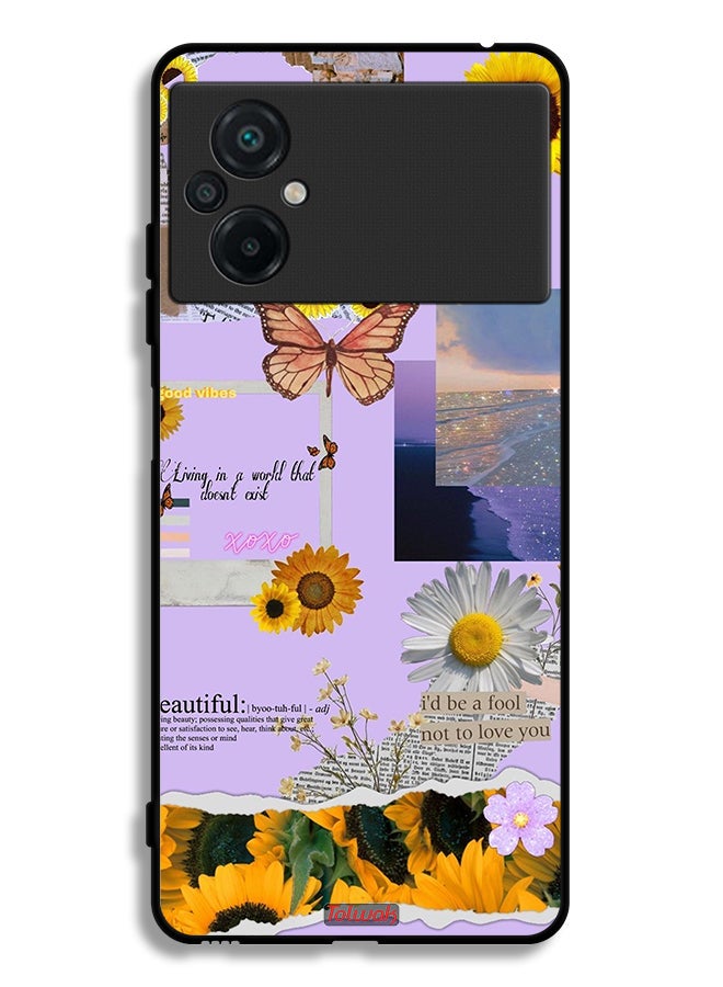 Tolwak Xiaomi Poco M5 4G Protective Case Cover Beautiful Sunflower Stickers - Image 2