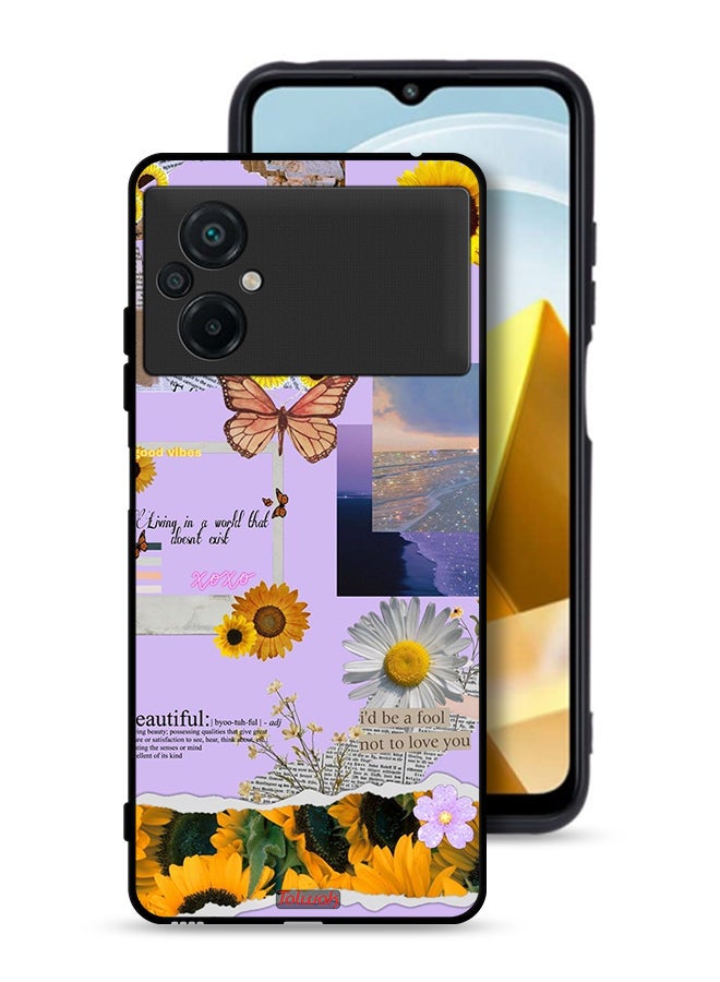 Tolwak Xiaomi Poco M5 4G Protective Case Cover Beautiful Sunflower Stickers - Image 1