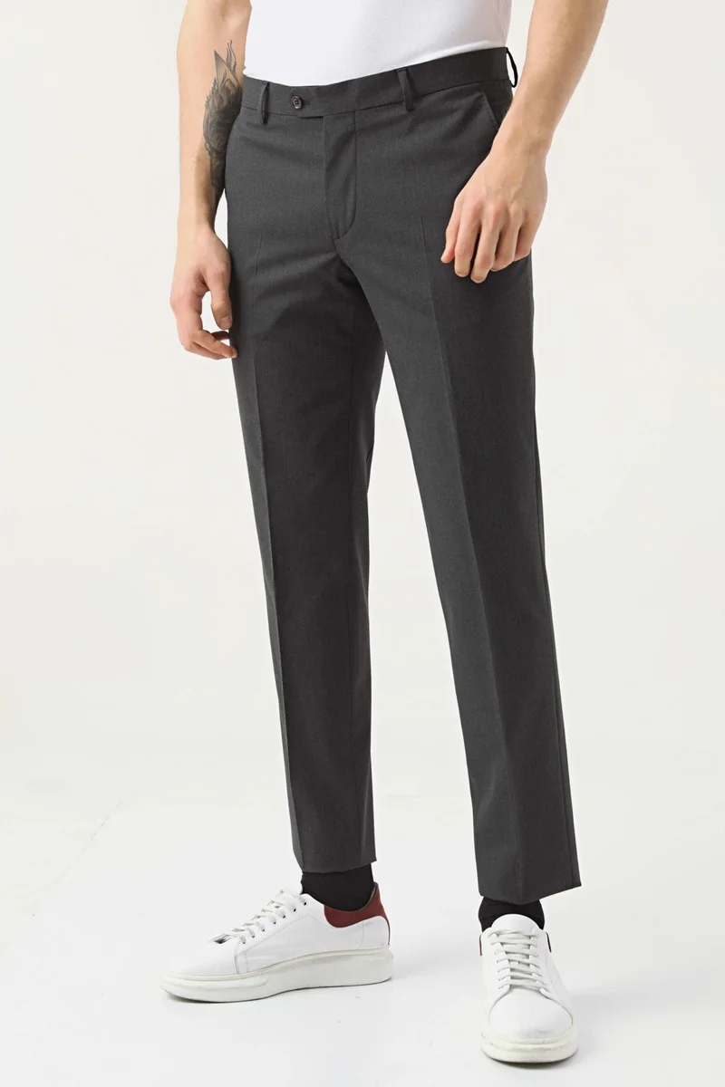 دي أس دامات D'S Groom Ds Groom Comfort Anthracite Plain Travel Fabric Trousers