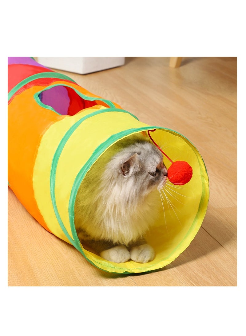 Cat Toys Cat Tunnel Collapsible Kitten Toys-Collapsible 1wayCat Tube- for Cat, Puppy, Rabbit (Rainbow) - Image 3