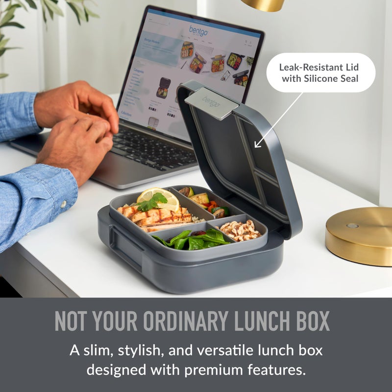 Bentgo Modern - Leak-Resistant Bento Lunch Box For Adults  Teens  & Larger Appetites; Reusable BPA-Free Meal Prep Container with 3 or 4 Compartments  Dishwasher/Microwave Safe; 44oz (Dark Gray) - Image 2