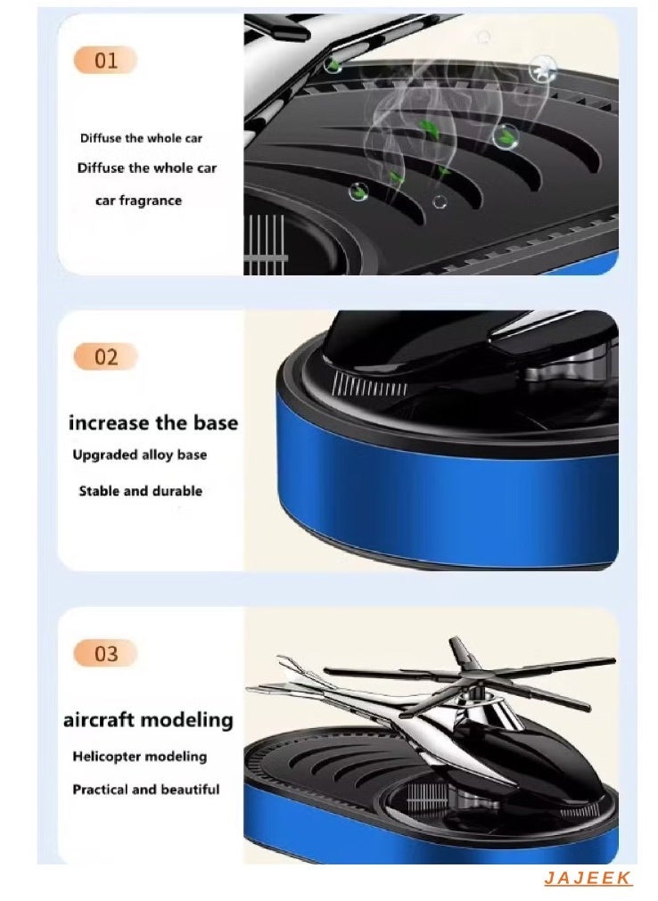 JAJEEK Car Air Freshener Mini Helicopter Rotating Solar Airplane Car Freshener – Solar-Powered, Fragrance Diffuser, Stylish Vehicle Decor for Fresh Air & Relaxing Aroma - Image 2