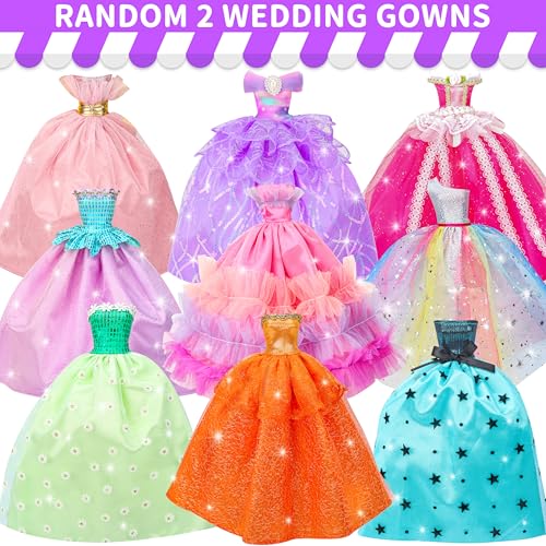 Style Shine 90 Pcs Doll Clothes and Accessories2 Wedding Gowns 2 Evening Dresses 6 Fashion Dresses 4 Set Casual Outfit Top and Pant 2 Swimsuit20 Hanger 10 Shoe 41 Accessories Toys for Girls Kid Gift - Image 5