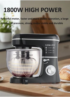 sokany Kitchen Stand Mixer,  with 8L Stainless Steel Bowl, 6 Speed Settings, Electric Food Mixer with Dough for Versatile Baking, Mixing and Kneading, Ideal for Precision Baking ,SK-275,Black/Silver  - Image 3