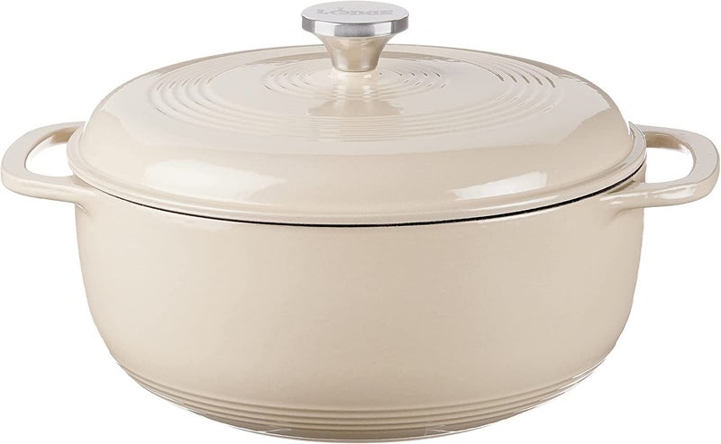 Lodge 7.5 Quart Enameled Cast Iron Dutch Oven with Lid – Dual Handles – Oven Safe up to 500° F or on Stovetop - Use to Marinate, Cook, Bake, Refrigerate and Serve – Sandalwood - Image 2
