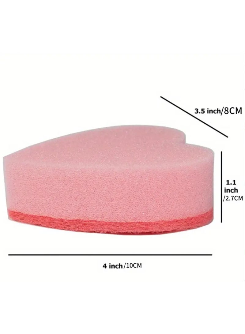 إلي  2 إسفنجة أطباق على شكل قلب - فرشاة متينة للمقالي والأواني والتنظيف متعدد الأغراض - Image 4