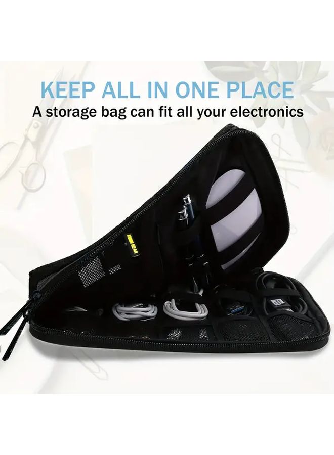 Black Electronics Travel Organizer Case For Cables Phone SD Card Accessories - Image 5