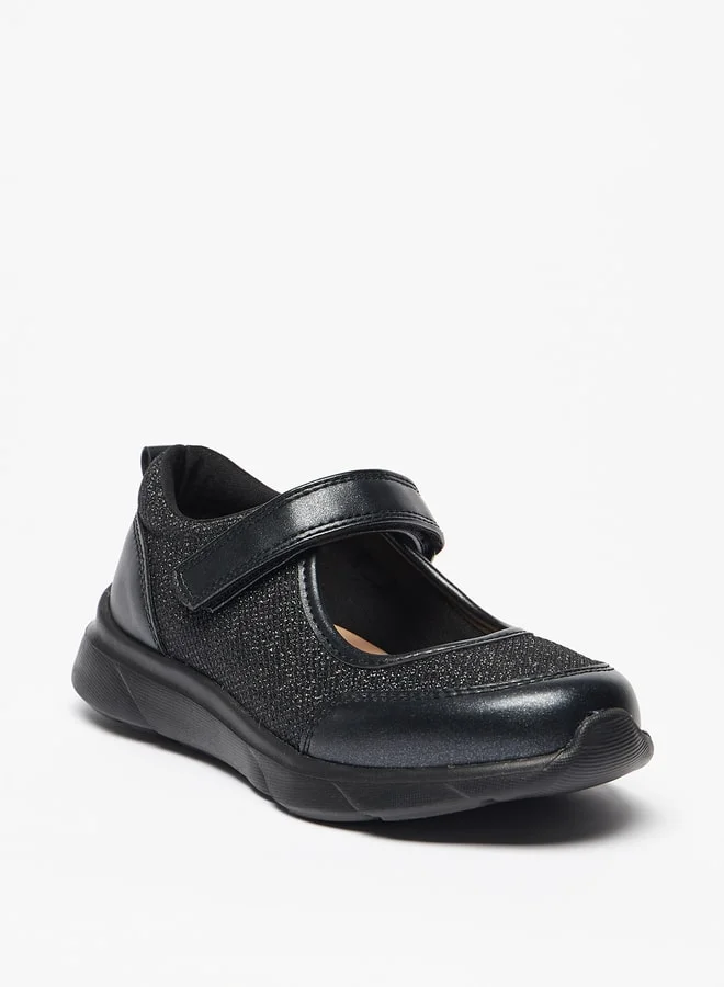 MISSY Girls Textured Mary Jane Shoes With Hook And Loop Closure