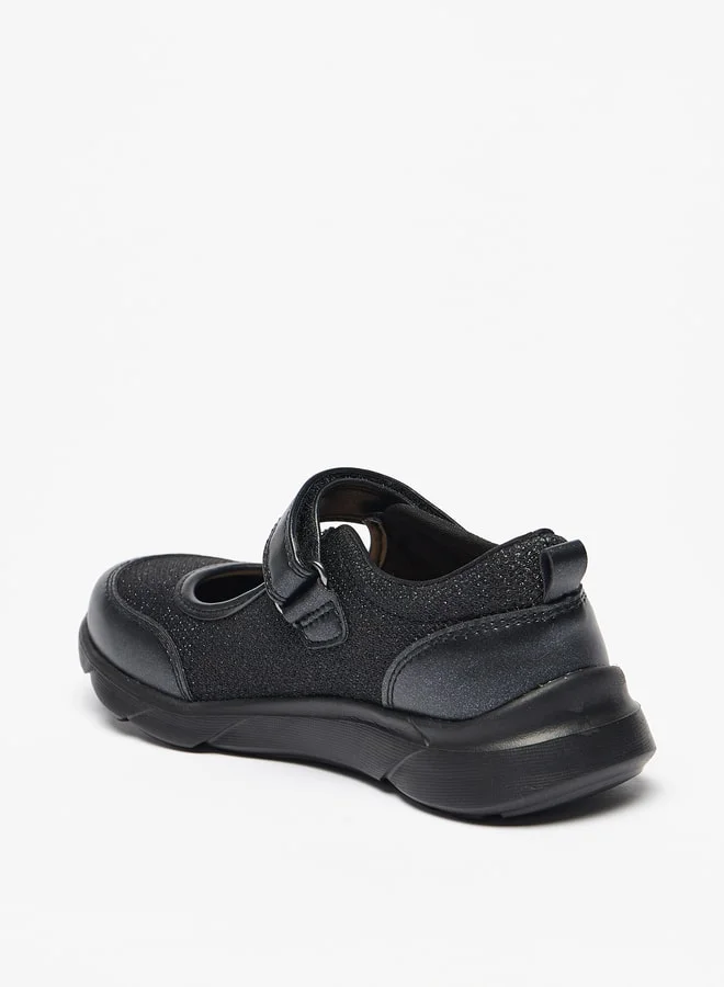 MISSY Girls Textured Mary Jane Shoes With Hook And Loop Closure