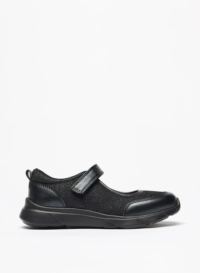 MISSY Girls Textured Mary Jane Shoes With Hook And Loop Closure