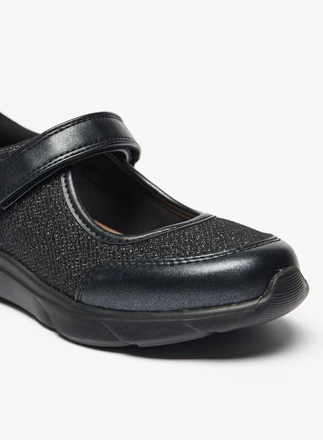 MISSY Girls Textured Mary Jane Shoes With Hook And Loop Closure