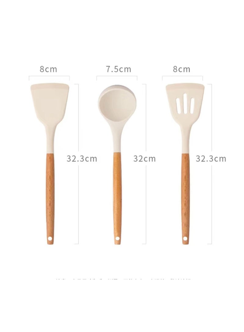 Anmi 4 Pcs Set of Silicone Cookware, Heat-resistant Silicone Kitchen Utensils, Soup, Spoon, Spatula, Kitchenware Set, Non-Stick,Frying, Kitchen Utensils,White - Image 2