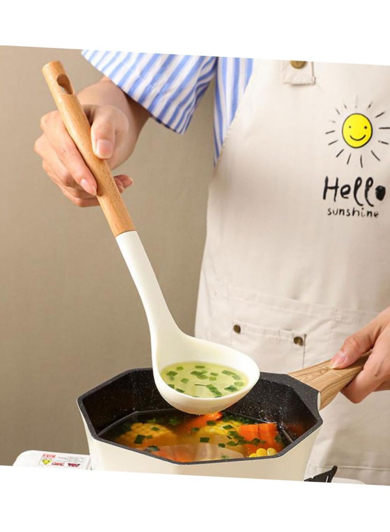 Anmi 4 Pcs Set of Silicone Cookware, Heat-resistant Silicone Kitchen Utensils, Soup, Spoon, Spatula, Kitchenware Set, Non-Stick,Frying, Kitchen Utensils,White - Image 3