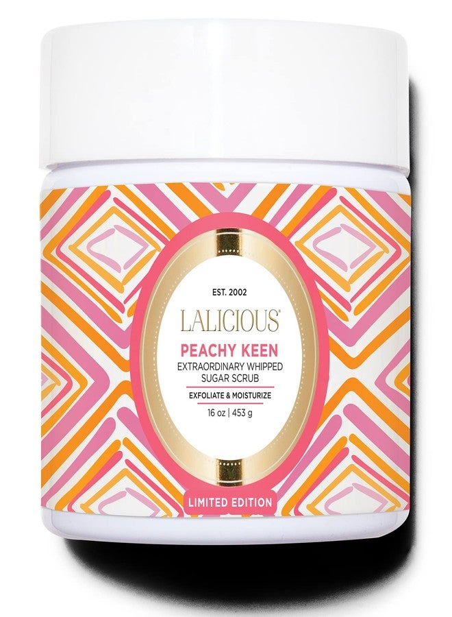 LaLicious Peachy Keen Extraordinary Whipped Sugar Scrub - Limited Edition Exfoliating Body Scrub with Creamy Peach & Jasmine Petals for Spring (16oz) - Image 1