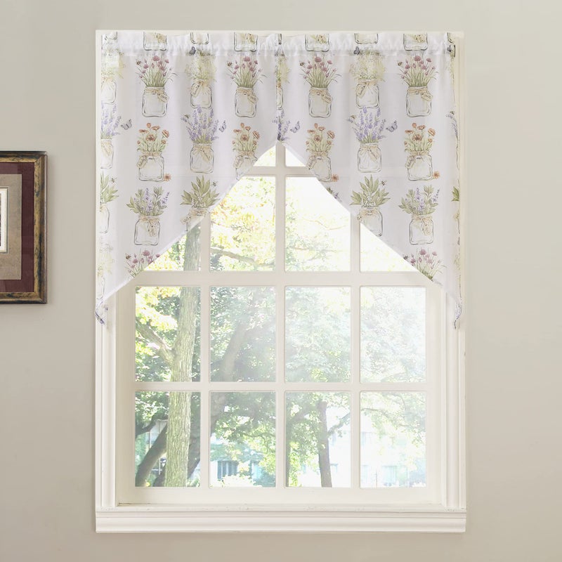 No. 918 No 918 Eves Garden SemiSheer Rod Pocket Kitchen Curtain Tier Pair 54 x 38 White 