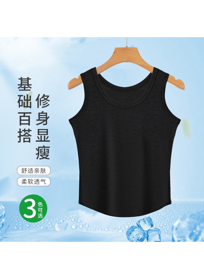 Red Bean قميص نسائي بدون أكمام، قماش مودال، صديق للبشرة وقابل للتنفس، يمكن ارتداؤه بمفرده أو كطبقة أساسية، قميص نحيف للنساء - Image 3