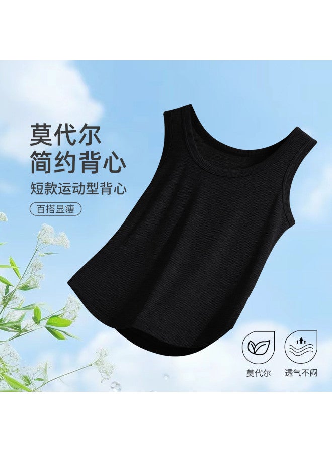 Red Bean قميص نسائي بدون أكمام، قماش مودال، صديق للبشرة وقابل للتنفس، يمكن ارتداؤه بمفرده أو كطبقة أساسية، قميص نحيف للنساء - Image 2