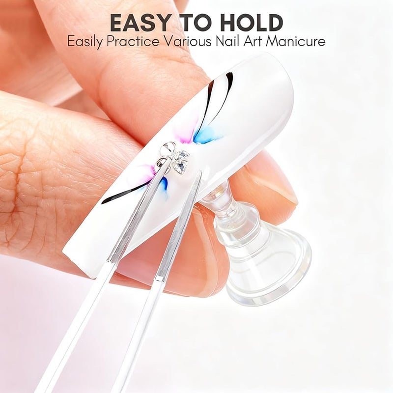 Goodern Nail Stand for Press On,Nails Display Practice Stand Art Magnetic Fake Nail Tip Holder Long Strip Tray for Painting Nails Decorating Accessories Kit for Home DIY Beginner Salon Supplies - Image 3