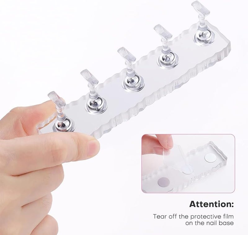 Goodern Nail Stand for Press On,Nails Display Practice Stand Art Magnetic Fake Nail Tip Holder Long Strip Tray for Painting Nails Decorating Accessories Kit for Home DIY Beginner Salon Supplies - Image 5