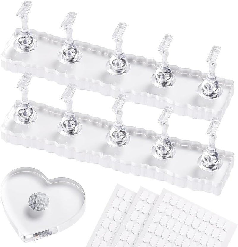 Goodern Nail Stand for Press On,Nails Display Practice Stand Art Magnetic Fake Nail Tip Holder Long Strip Tray for Painting Nails Decorating Accessories Kit for Home DIY Beginner Salon Supplies - Image 1