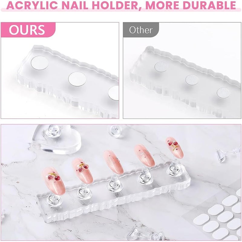 Goodern Nail Stand for Press On,Nails Display Practice Stand Art Magnetic Fake Nail Tip Holder Long Strip Tray for Painting Nails Decorating Accessories Kit for Home DIY Beginner Salon Supplies - Image 4