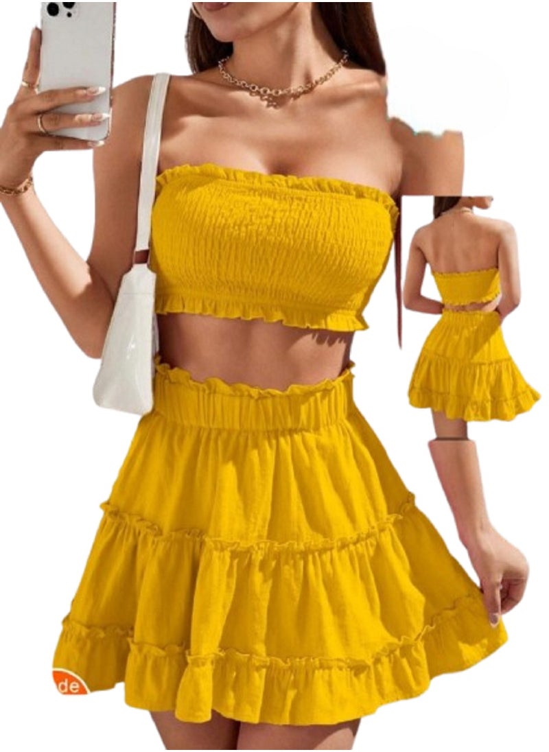 Ward - Women's Short Home Dress 2-Piece Set with Skirt and Strapless Top - Image 1
