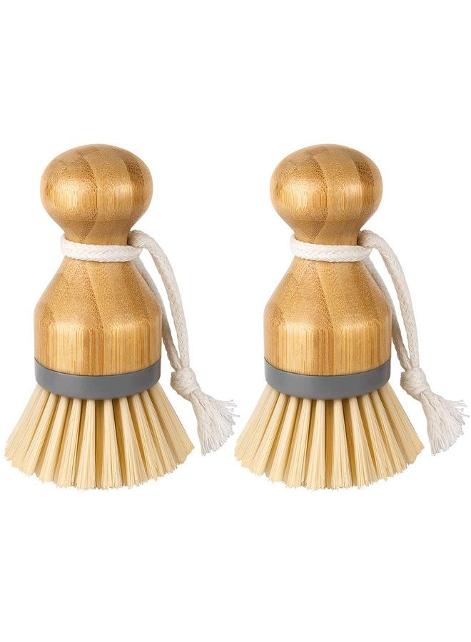 Mr Siga MR.SIGA Bamboo Palm Brush, Scrub Brush for Dishes Pots Pans Kitchen Sink Cleaning, Pack of 2 - Image 1