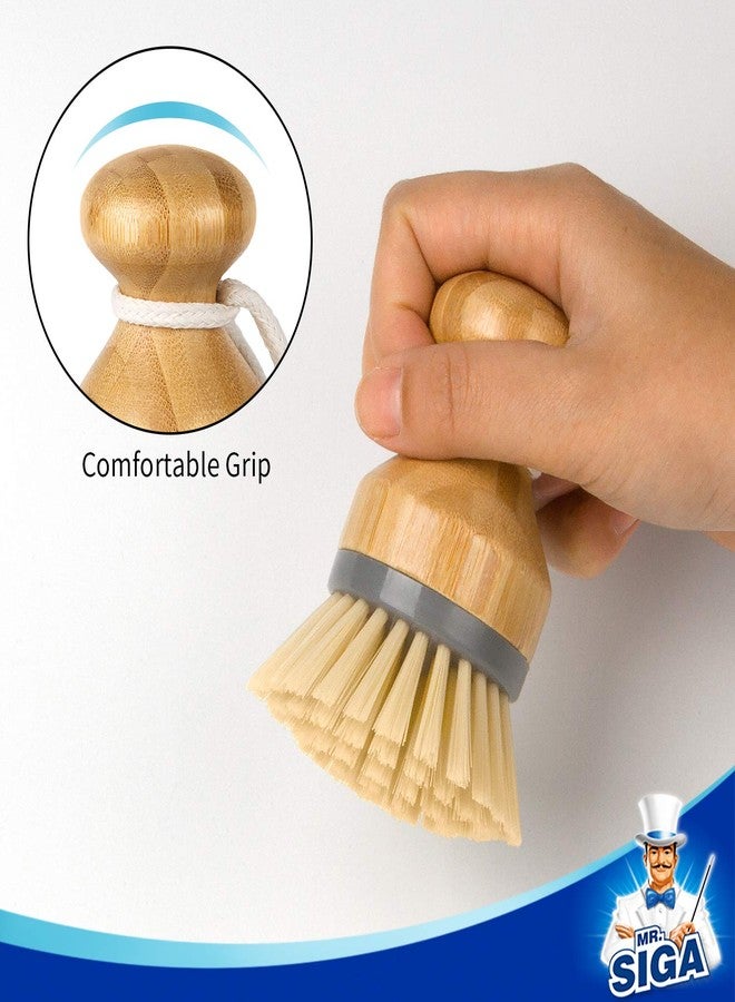 Mr Siga MR.SIGA Bamboo Palm Brush, Scrub Brush for Dishes Pots Pans Kitchen Sink Cleaning, Pack of 2 - Image 2