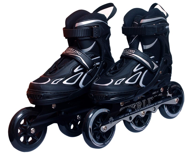 Slyk Sterling 100mm Inline Skates, 3 Wheels Adjustable Inline Skates, 85A Hardenss PU Speedy Wheels with ABEC-11 Bearings, Triskates for Children to Adults (Black, Large (Euro Shoe Size 39 to 42)) - Image 2