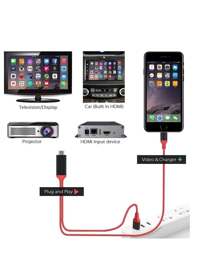 NTECH Lightning to HDMI Cable Adapter Compatible With i-Phone iPad MFi Certified Lightning Digital AV Adapter 1080p HDTV Connector Cable Compatible For i-Phone 13/12/11/XS/X/8/7 to TV Projector