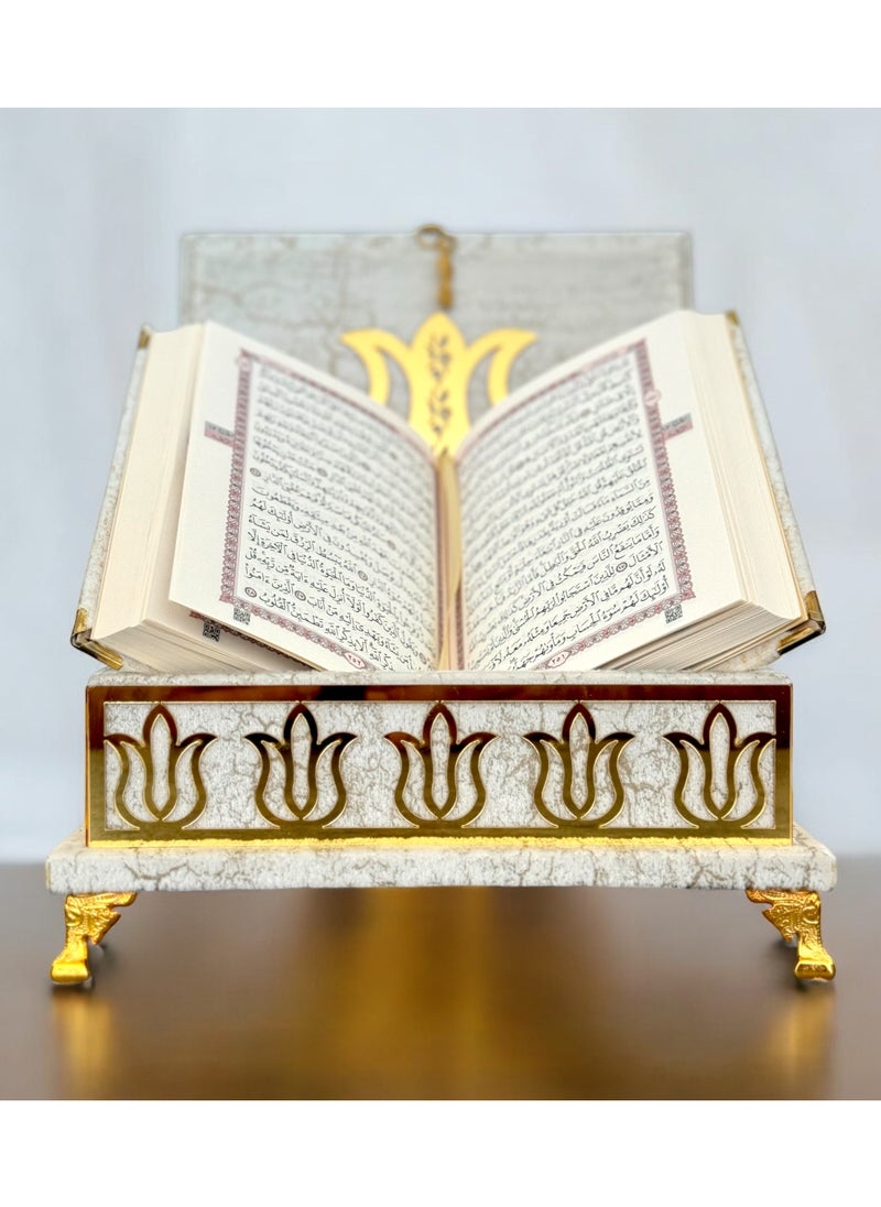 OLUDENIZ Velvet Quran Gift Set with Golden Accents – Luxurious Islamic Set for Home, Office & Special Gifting  - Image 1