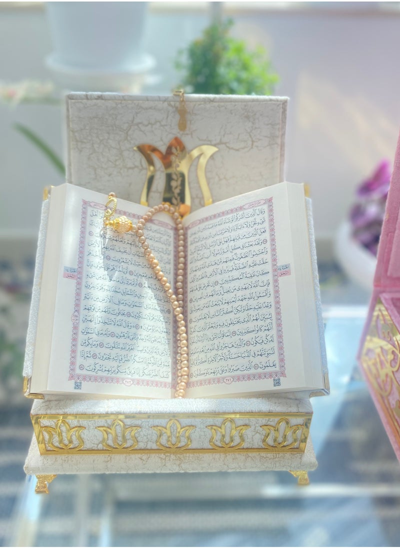 OLUDENIZ Velvet Quran Gift Set with Golden Accents – Luxurious Islamic Set for Home, Office & Special Gifting  - Image 3