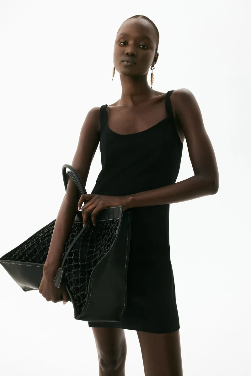 H&M black Fitted mini dress for Women | Best Price KSA