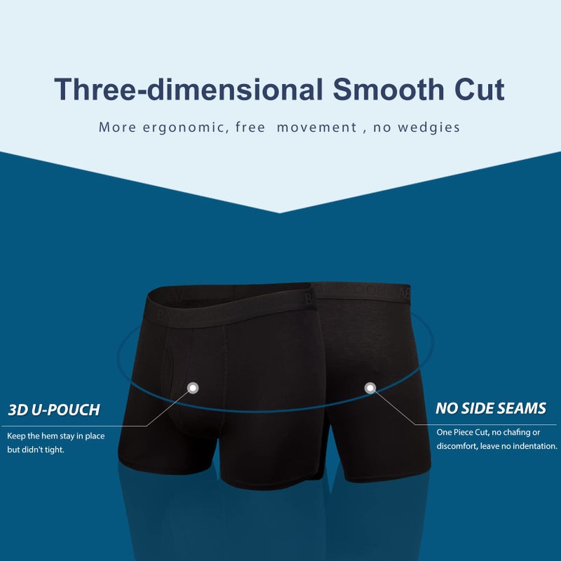 BAMBOO COOL Men's Underwear Boxer Briefs Soft Breathable Performance Underwear for Men 4 Pack S - Image 3