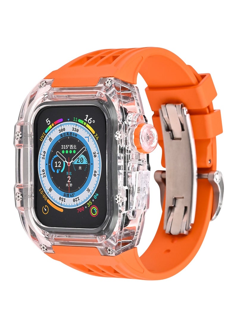 Generic - Luxury Richard RM Mod Kit for Apple Watch 45mm/44mm, Premium Fluororubber Strap Band with PC Case Set for Apple iWatch Series 9 8 7 SE 6 5 4, Clear/Orange（Not Watch） - Image 1