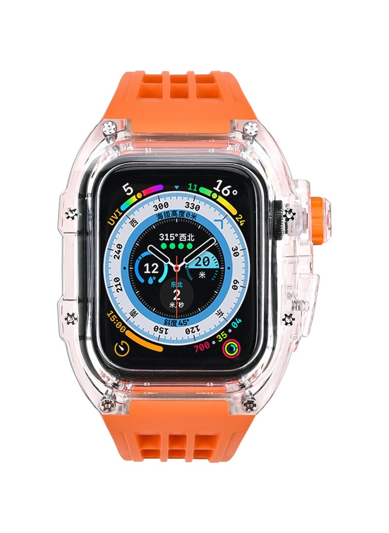 Generic - Luxury Richard RM Mod Kit for Apple Watch 45mm/44mm, Premium Fluororubber Strap Band with PC Case Set for Apple iWatch Series 9 8 7 SE 6 5 4, Clear/Orange（Not Watch） - Image 1