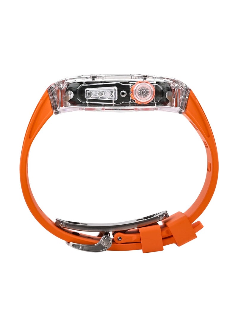 Generic - Luxury Richard RM Mod Kit for Apple Watch 45mm/44mm, Premium Fluororubber Strap Band with PC Case Set for Apple iWatch Series 9 8 7 SE 6 5 4, Clear/Orange（Not Watch） - Image 1